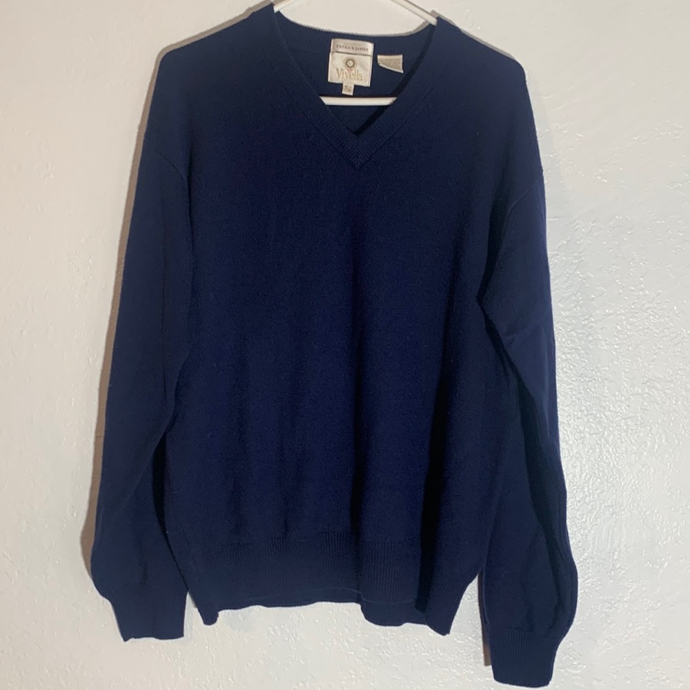 PATRICK JAMES Viyella 100% merino wool v neck sweater size medium
